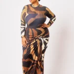 BINTI African Custom Print Set – 2‑Piece Mesh & Linen Skirt Set